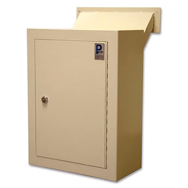 Protex Safe Protex Wall Drop Box with Adjustable Chute & Keyed Lock, 12 x 6 x 16, Beige MDL-170 - main